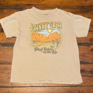 Johnny Cash Womens Tan Graphic Tee Size S